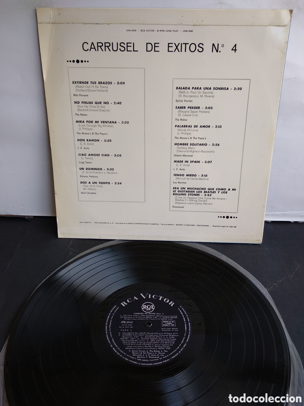 Discos de vinilo: CARRUSEL DE &Eacute;XITOS 4, SPAIN, RCA, 1967, J.5 - Foto 2