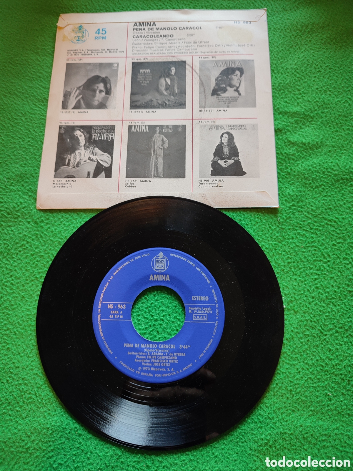 Discos de vinilo: Amina - Pena de Manolo Caracol - Foto 2