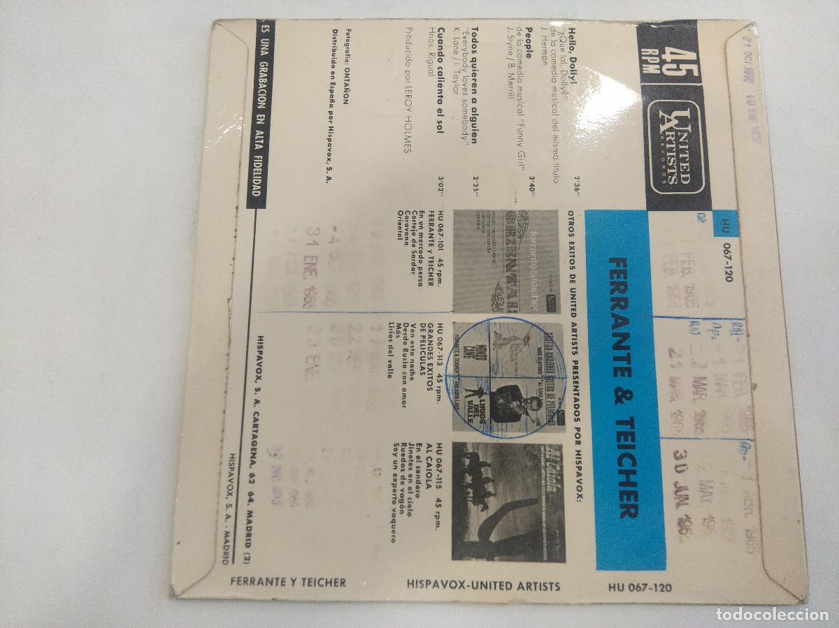 Discos de vinilo: FERRANTE & TEICHER/HELLO DOLLY/SINGLE. - Foto 3