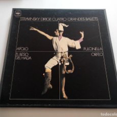 Discos de vinilo: STRAVINSKY DIRIGE CUATRO GRANDES BALLETS. COFRE 3 LPS. 1974. CBS S 77368. VINILOS MINT.