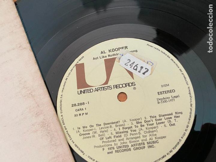 Discos de vinilo: AL KOOPER (ACT LIKE NOTHINGS WRONG) LP ESPA&Ntilde;A 1977 (B-40) - Foto 4