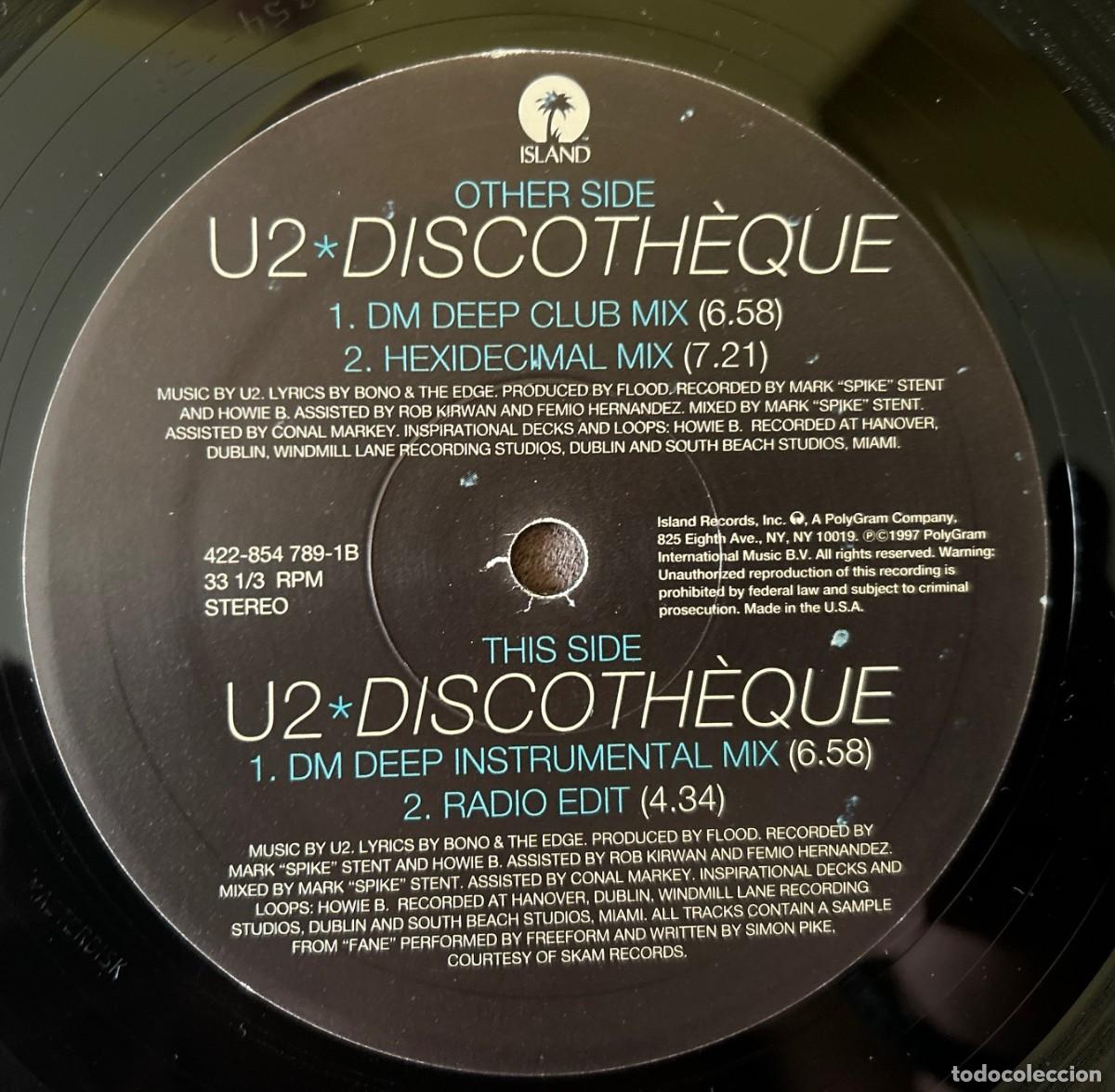 Discos de vinilo: U2 &lrm;&ndash; Discoth&egrave;que. EStado. Vg + / Vg+. 1997 - Foto 3