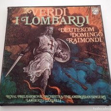Discos de vinilo: ÓPERA I LOMBARDI. GIUSEPPE VERDI. COFRE 3 LPS. 1972. PHILIPS ALB 334. VINILOS MINT.