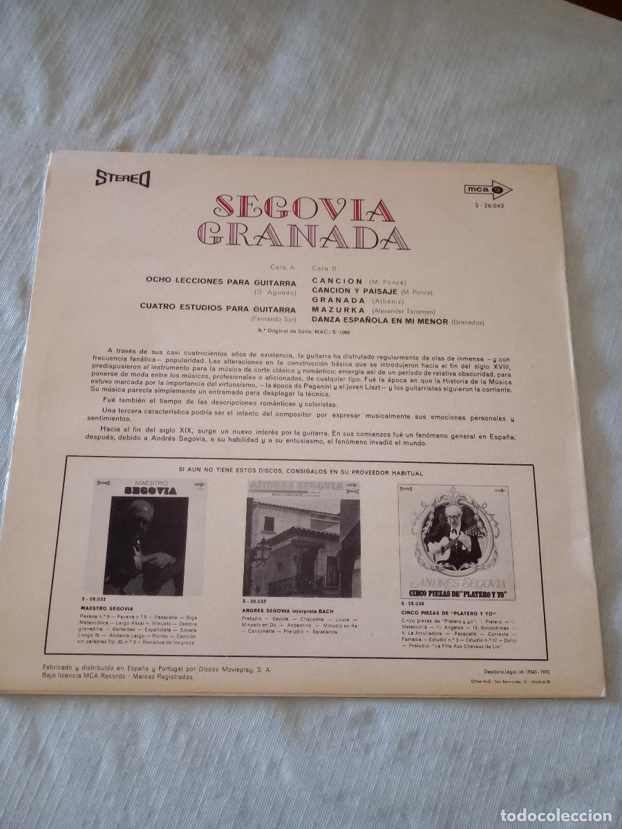 Discos de vinilo: ANDRES SEGOVIA GRANADA - Foto 2