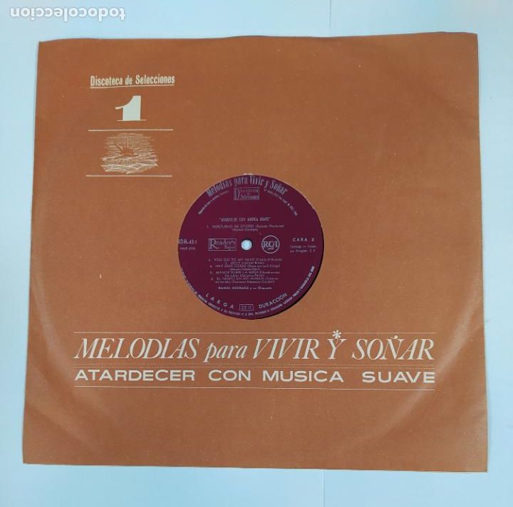 Discos de vinilo: DISCOTECA DE SELECCIONES. N&ordm; 1. MELOD&Iacute;AS PARA VIVIR Y SO&Ntilde;AR. ATARDECER CON M&Uacute;SICA SUAVE. LP. TDKDA12
