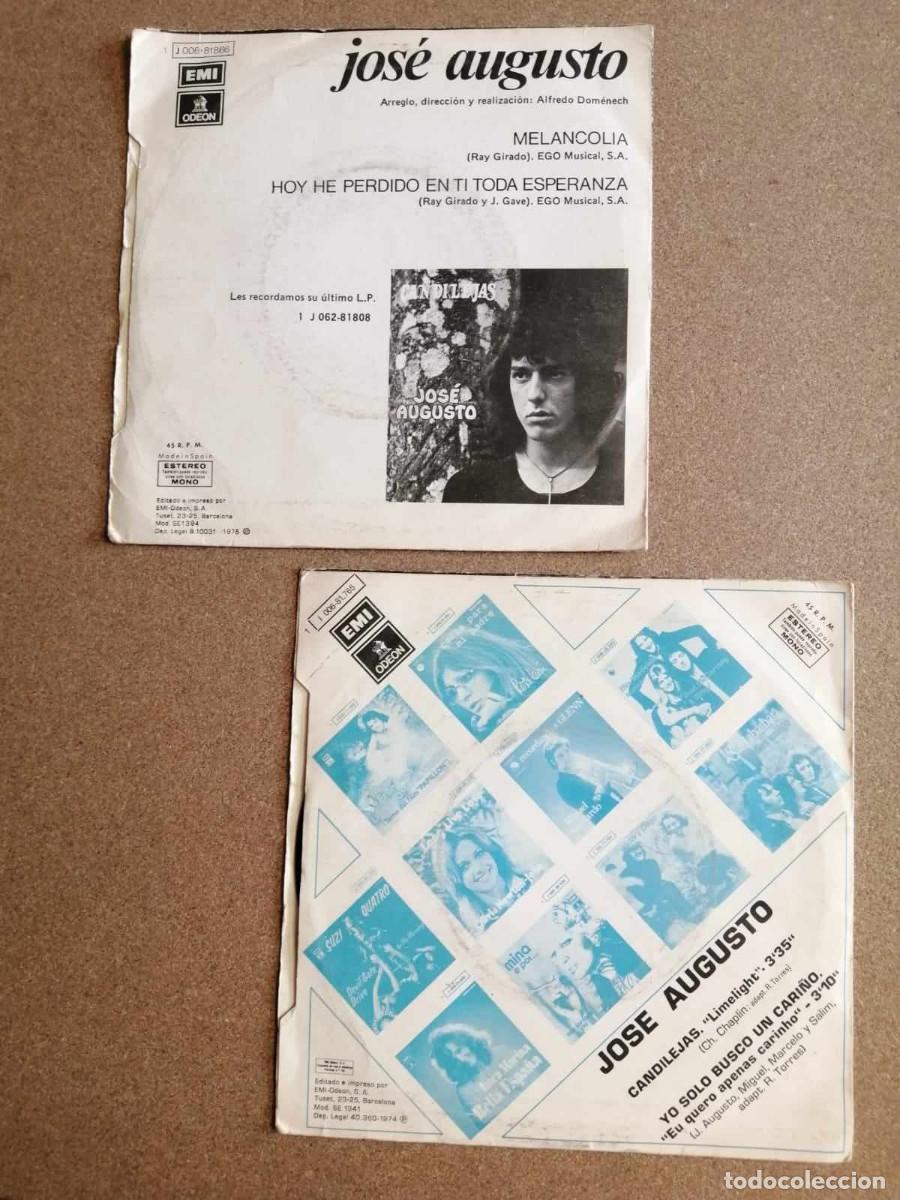 Discos de vinilo: DISCO SINGLE. JOSE AUGUSTO (CANDILEJAS / MELANCOLIA) - Foto 2