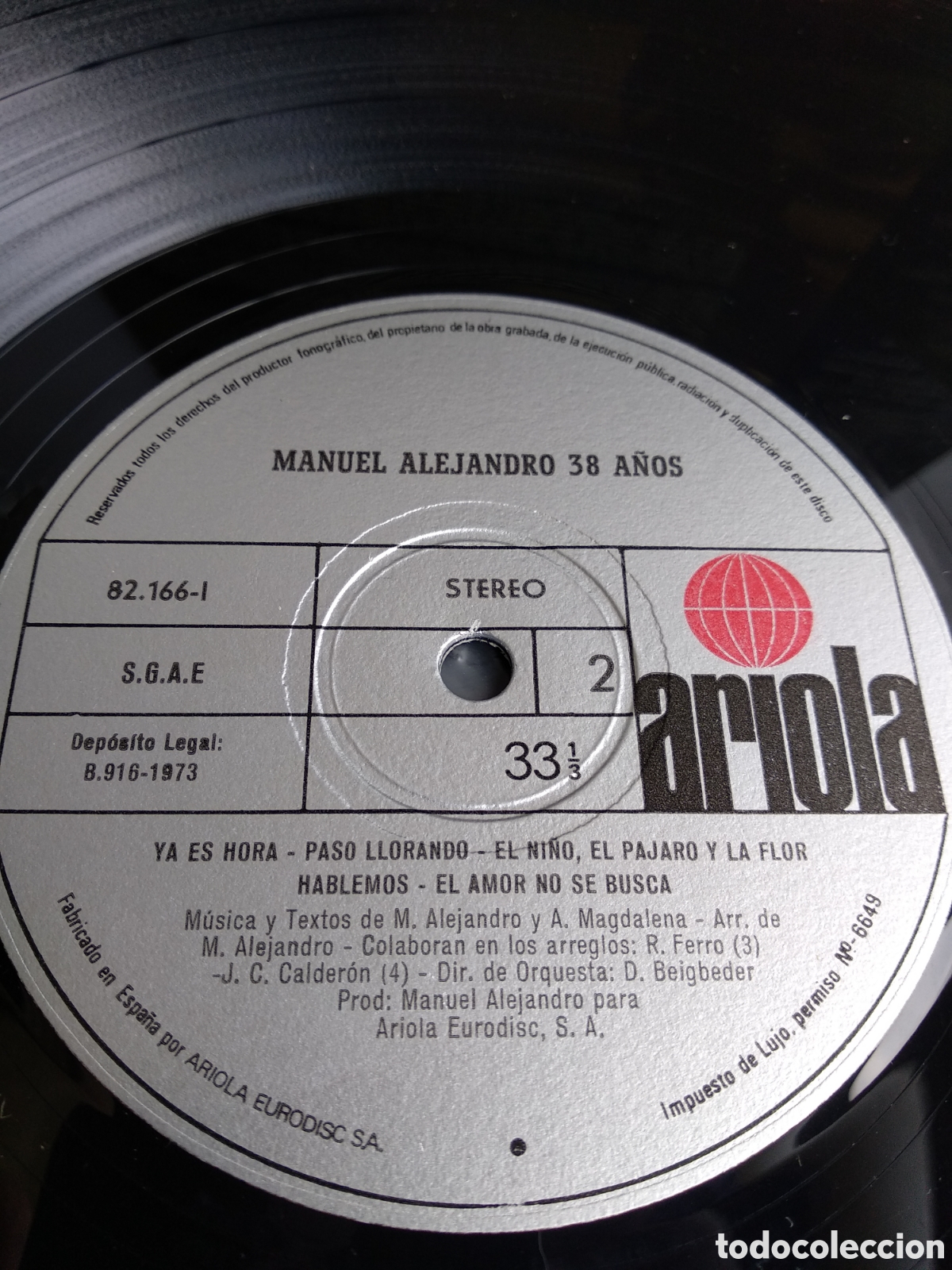 Discos de vinilo: MANUEL ALEJANDRO, 38 A&Ntilde;OS, 1973, J.6 - Foto 3