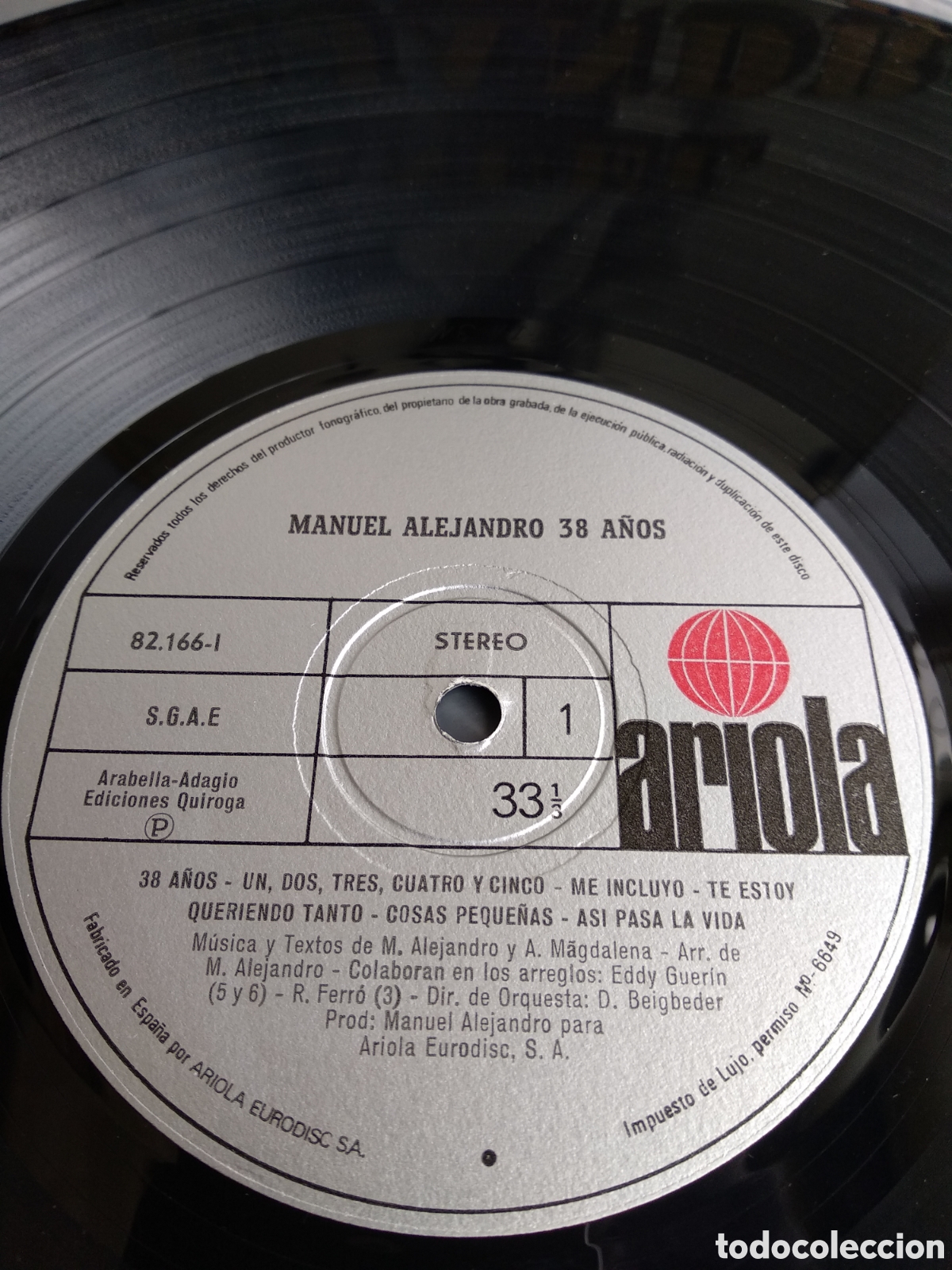 Discos de vinilo: MANUEL ALEJANDRO, 38 A&Ntilde;OS, 1973, J.6 - Foto 4