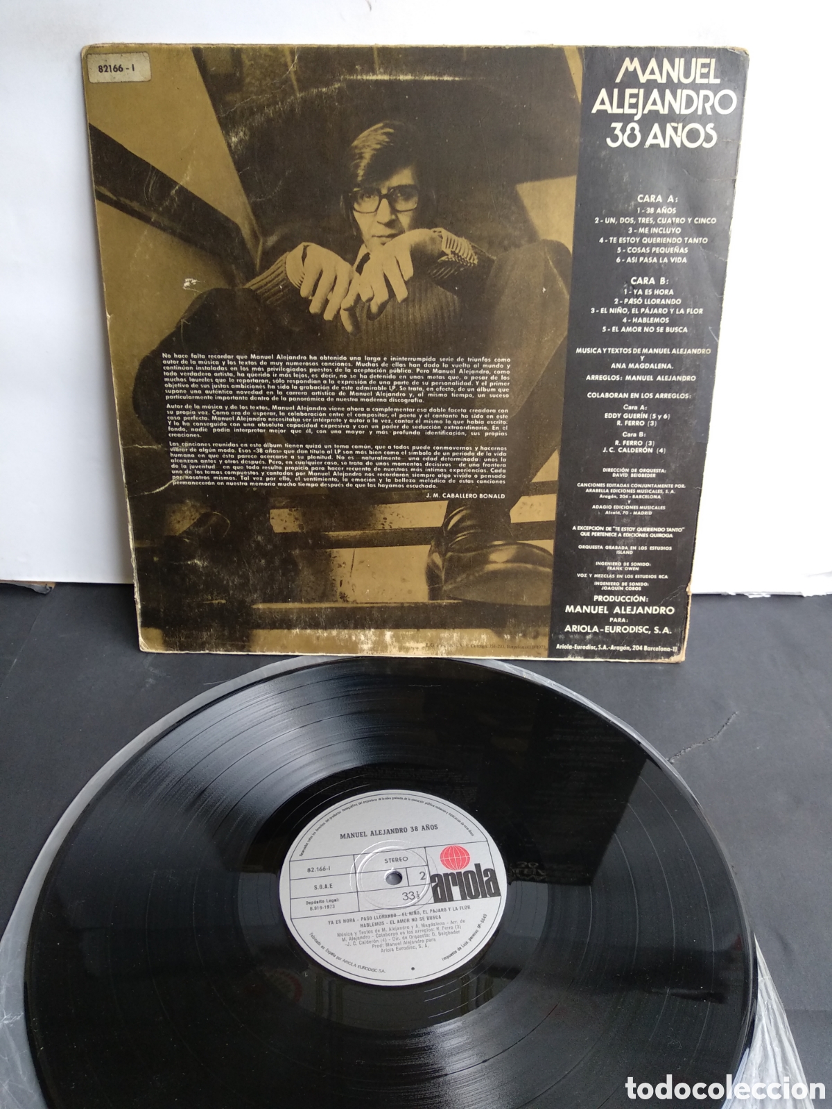 Discos de vinilo: MANUEL ALEJANDRO, 38 A&Ntilde;OS, 1973, J.6 - Foto 2