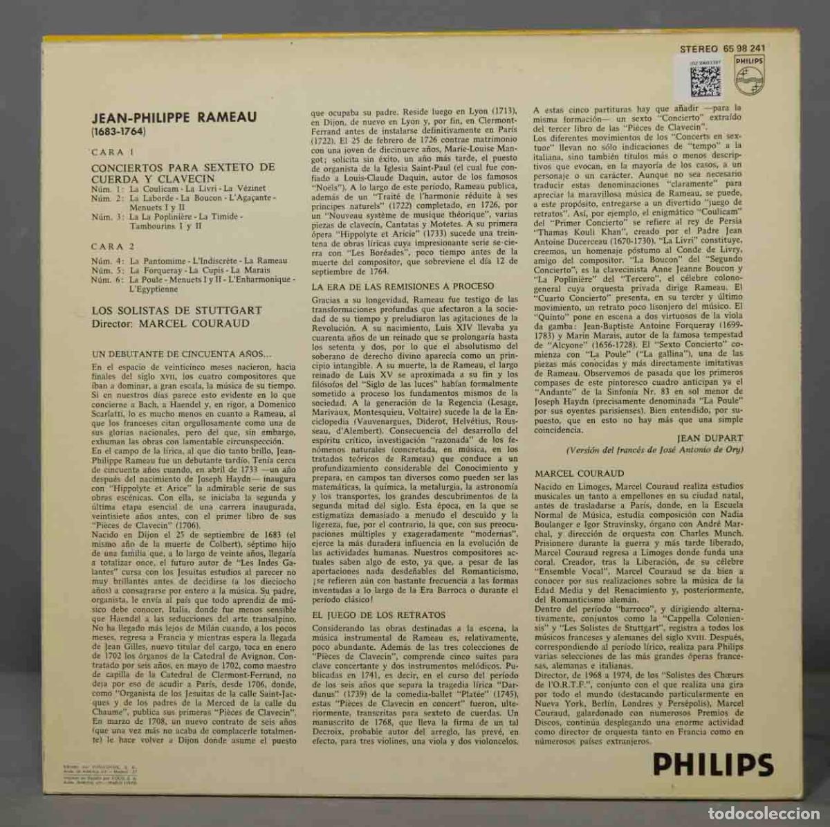 Discos de vinilo: LP. SEIS CONCIERTOS PARA SEXTETO. COURAUD. RAMEAU - Foto 2