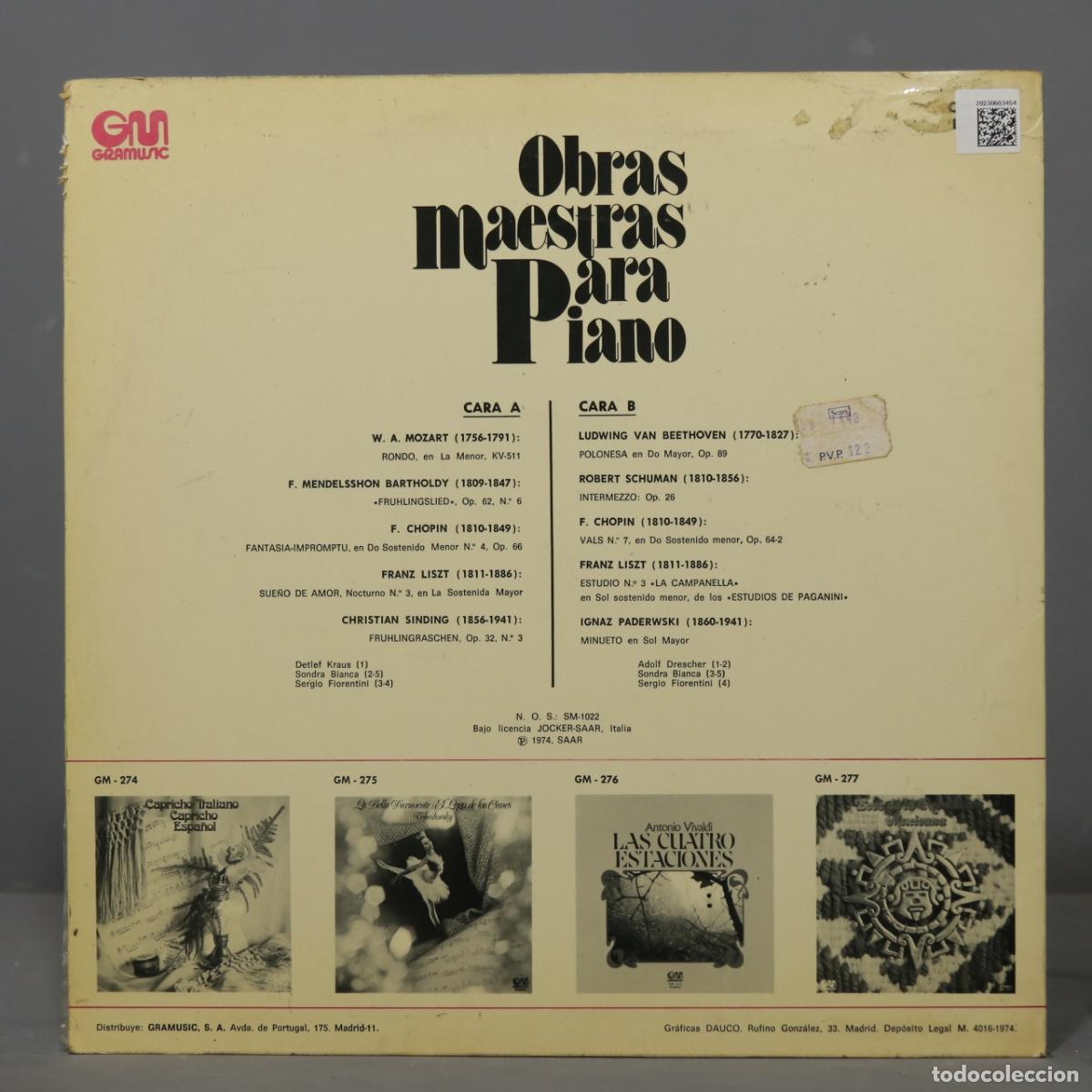 Discos de vinilo: LP. OBRAS MAESTRAS PARA PIANO - Foto 2