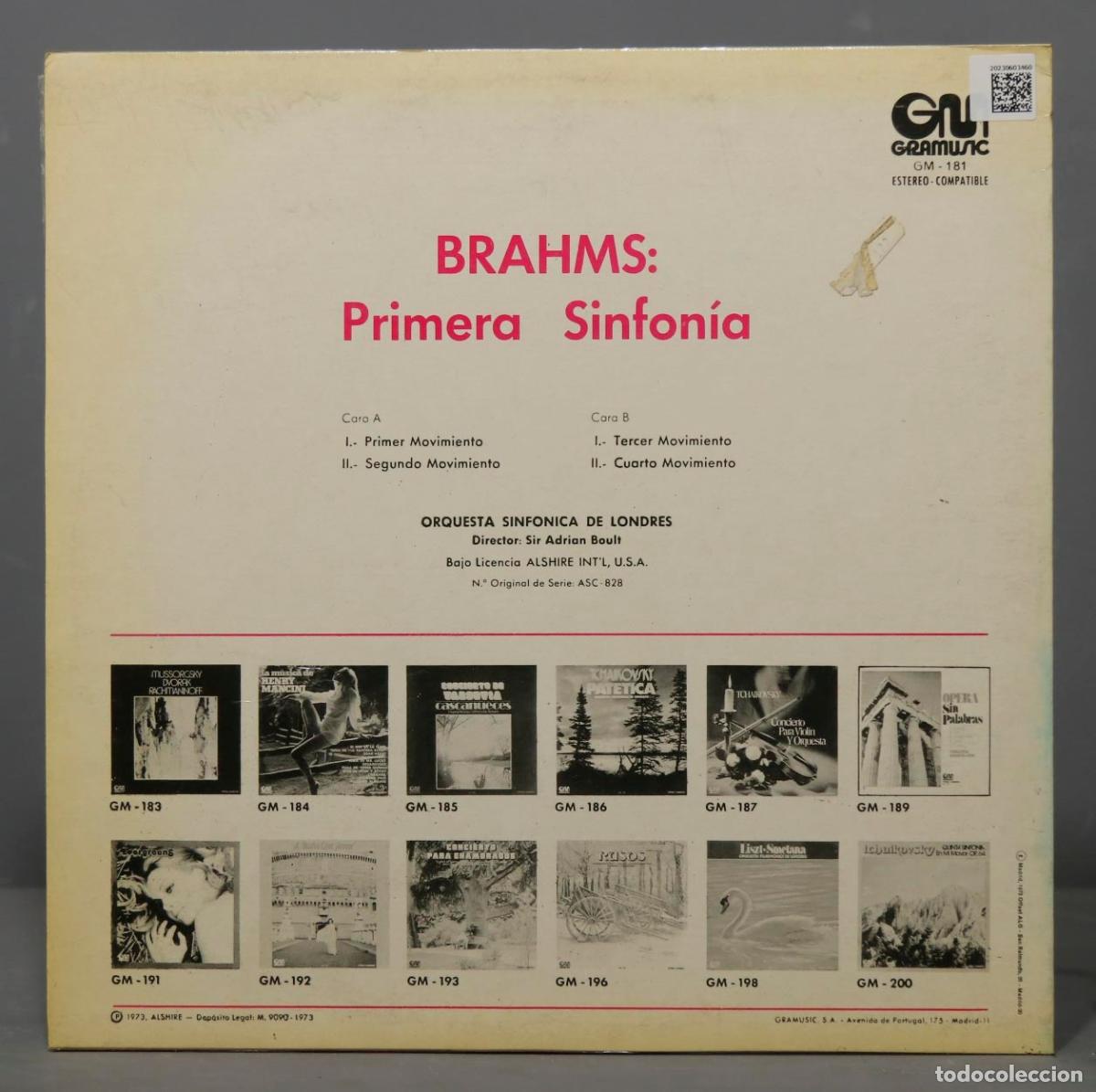 Discos de vinilo: LP. Boult &ndash; Brahms: Primera Sinfon&iacute;a - Foto 2