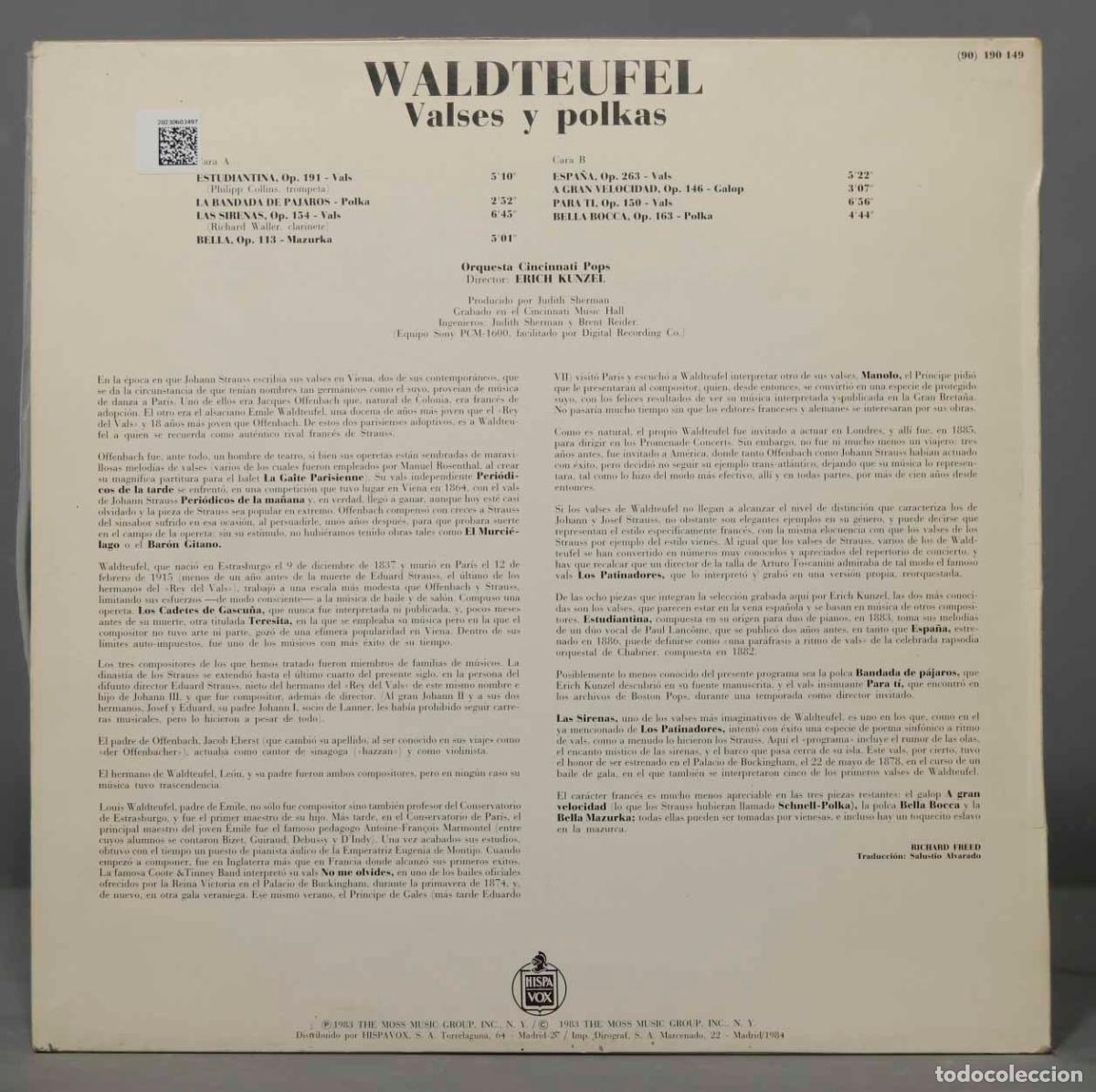 Discos de vinilo: LP. VALES Y POLKAS DE WALDTEUFEL - Foto 2
