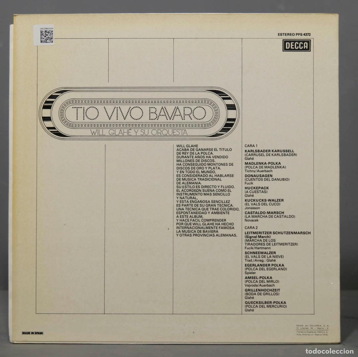 Discos de vinilo: LP TIO VIVO BAVARO. GLAHE - Foto 2