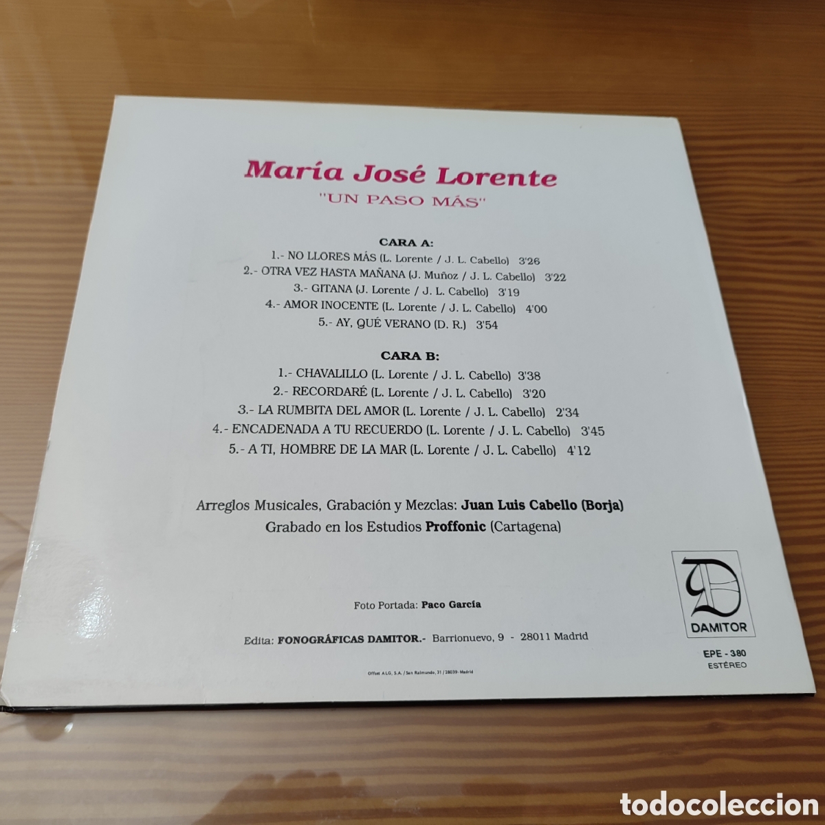 Discos de vinilo: Disco vinilo Lp de Maria Jose Lorente &rdquo; Un Paso Mas &rdquo; - Foto 2