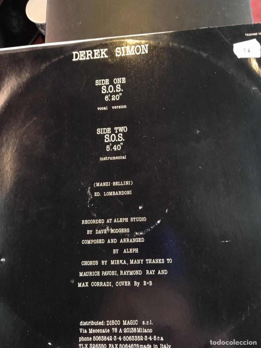 Discos de vinilo: DEREK SIMON- S.O.S. MAXISINGLE - Foto 2