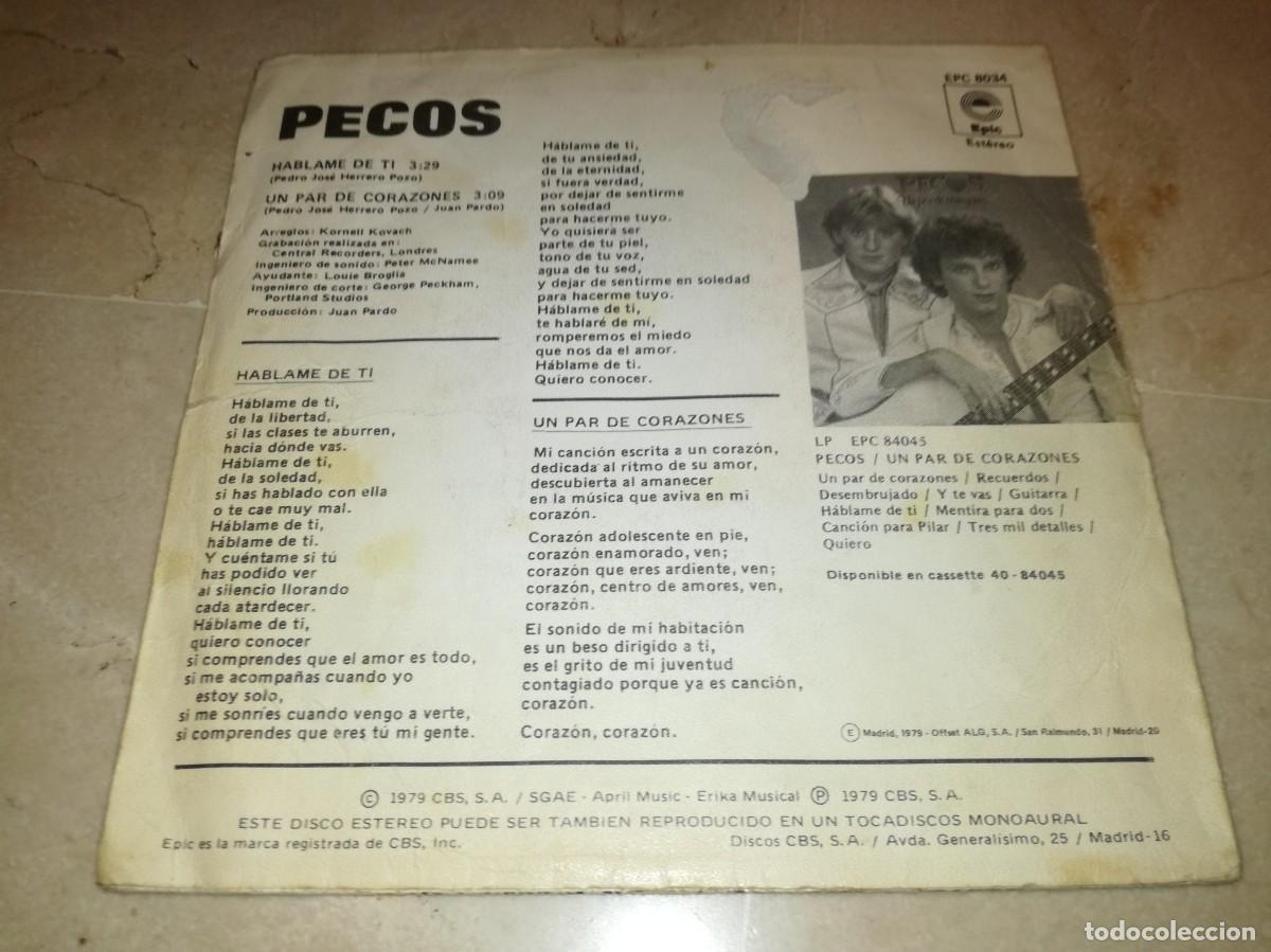 Discos de vinilo: PECOS-HABLAME DE TI - Foto 2