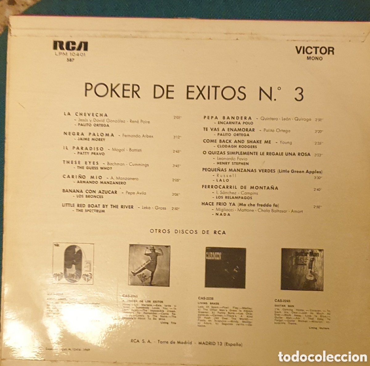 Discos de vinilo: Vinilo Lp, POKER DE &Eacute;XITOS N&deg;3,varios RCA1969 - Foto 2