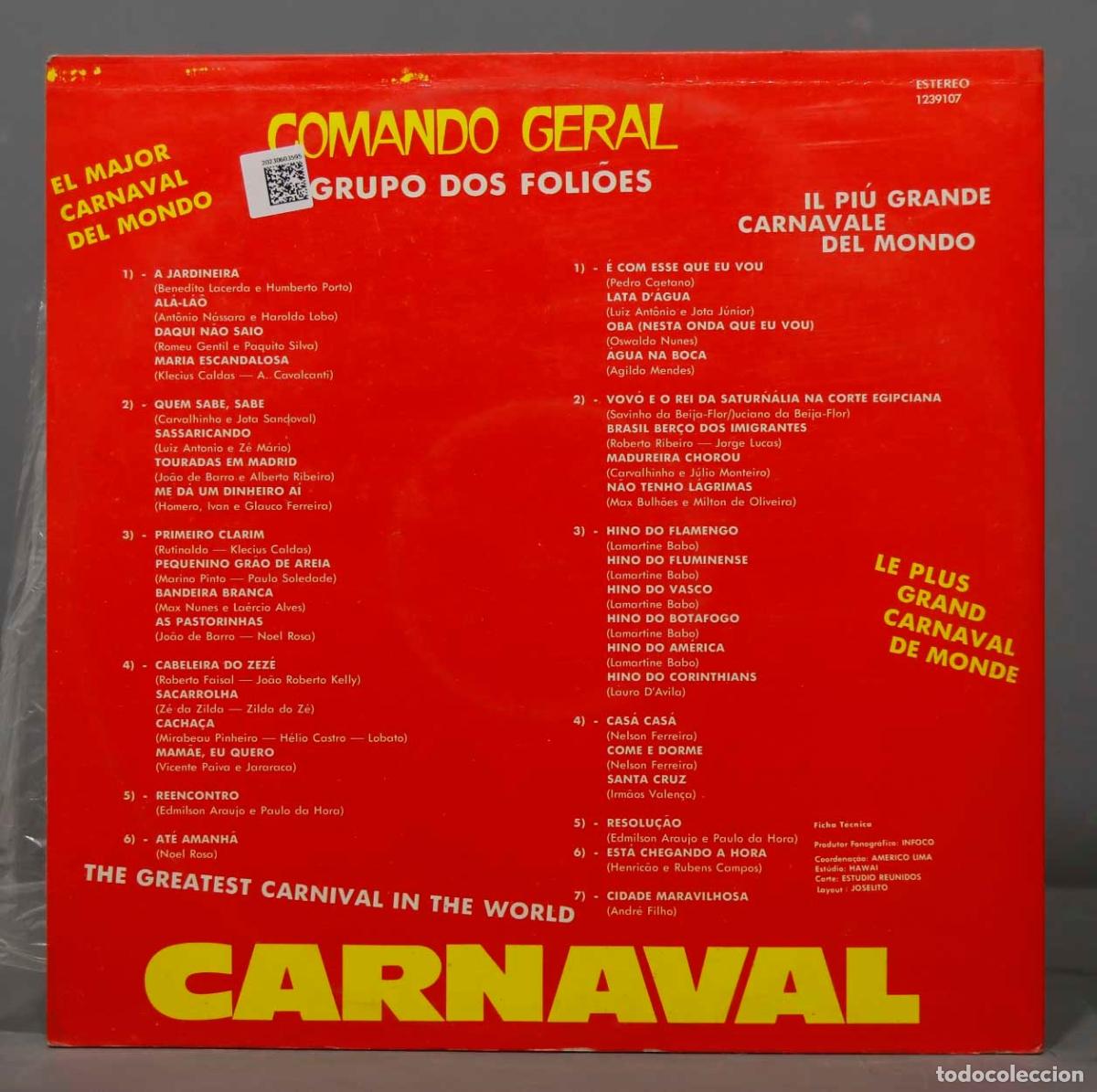 Discos de vinilo: LP. Grupo Dos Foli&otilde;es &ndash; Folia Comando Geral - Carnaval - Foto 2