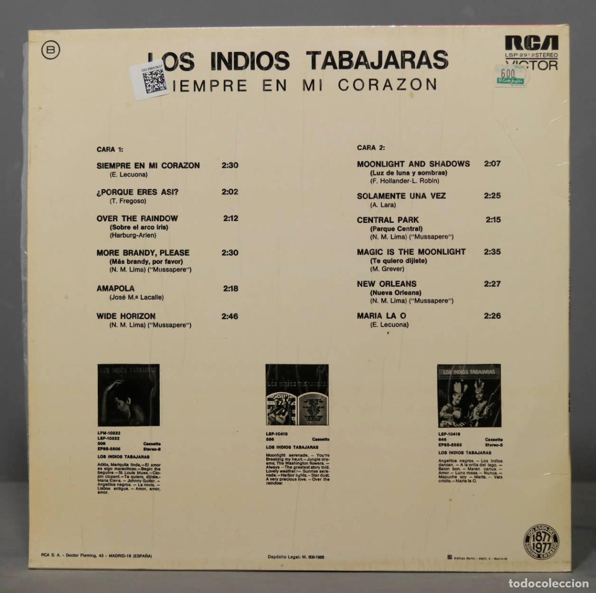 Discos de vinilo: LP. Los Indios Tabajaras &ndash; SIEMPRE EN MI CORAZON - Foto 2