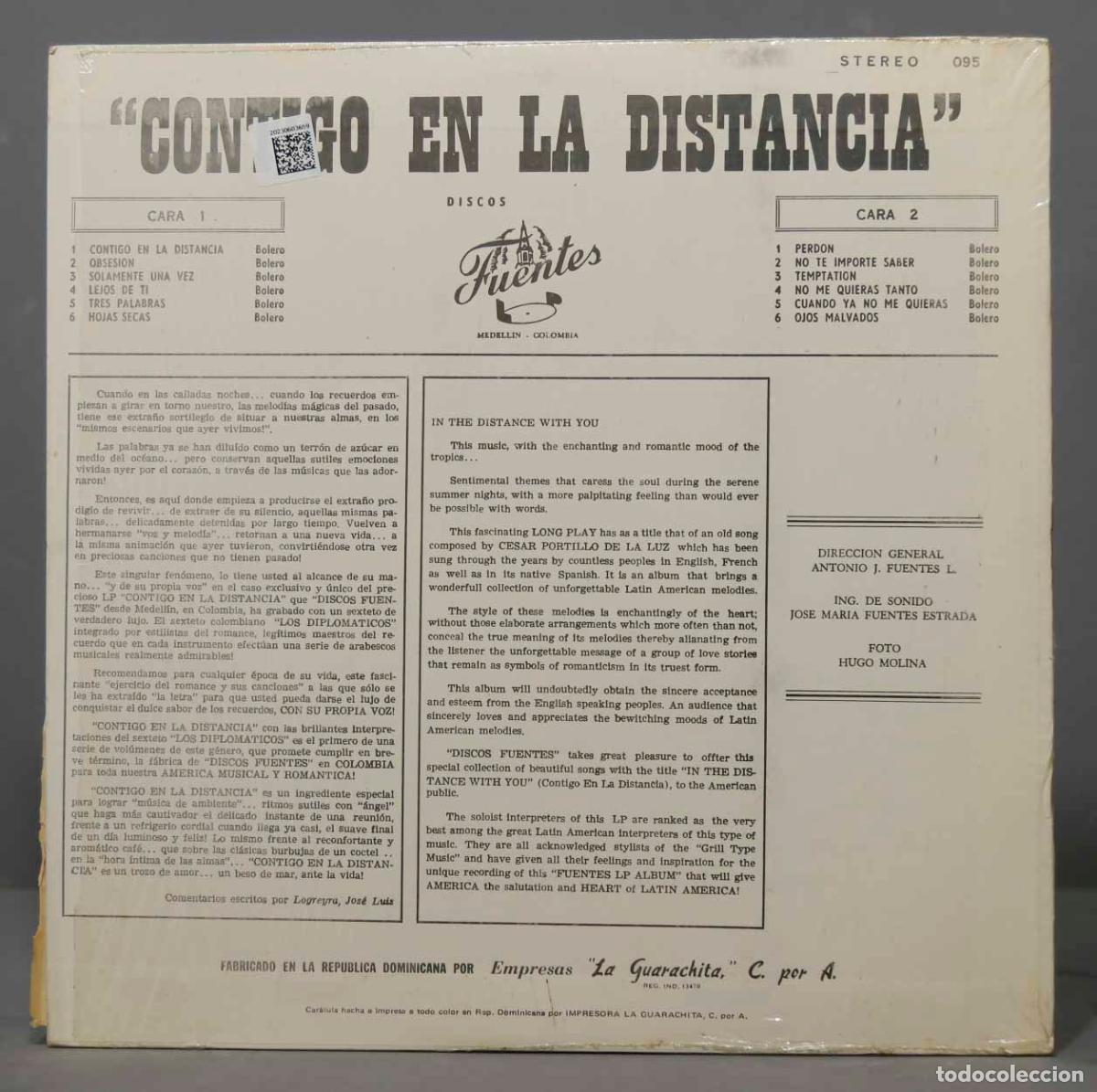 Discos de vinilo: LP. Los Diplom&aacute;ticos &ndash; Contigo En La Distancia - Foto 2