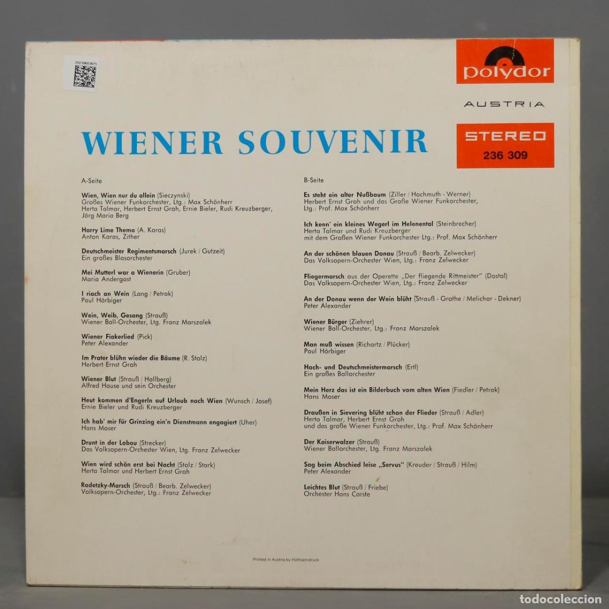 Discos de vinilo: LP. Wiener Souvenir - Foto 2
