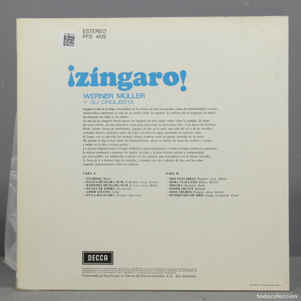 Discos de vinilo: LP. Werner M&uuml;ller y Su Orquesta &ndash; &iexcl;Z&iacute;ngaro! - Foto 2
