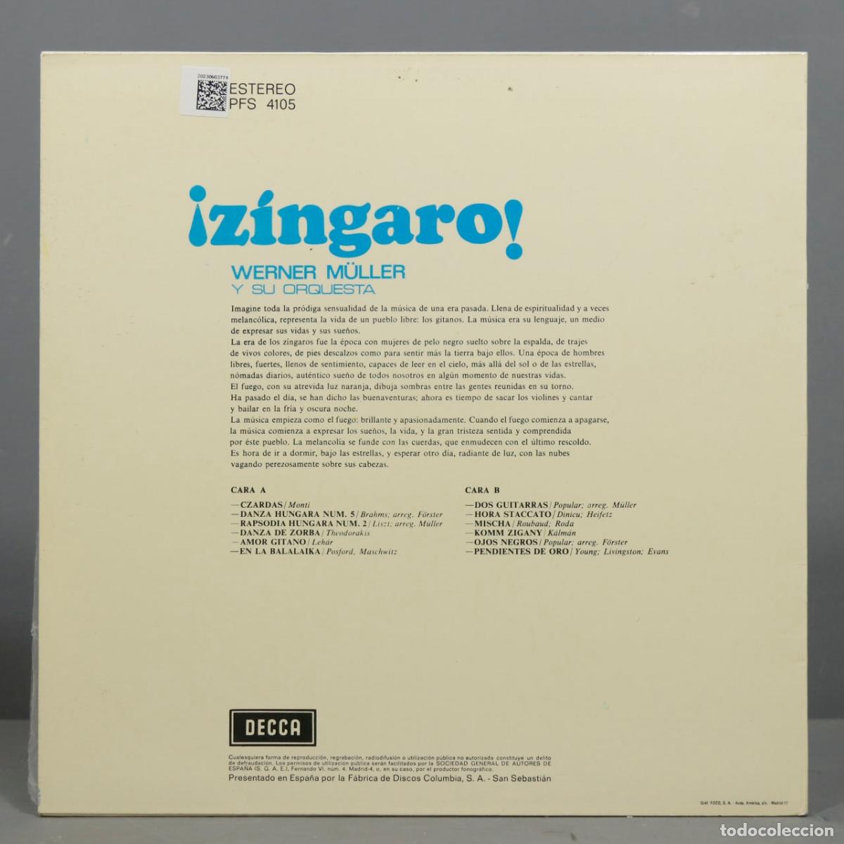 Discos de vinilo: LP. ZINGARO. MULLER - Foto 2