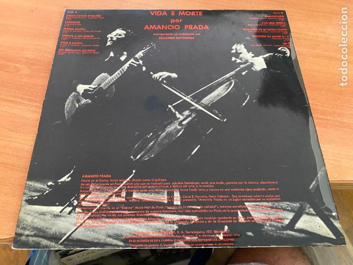 Discos de vinilo: AMANCIO PRADA (VIDA E MORTE) LP ESPA&Ntilde;A 1974 (B-40) - Foto 3