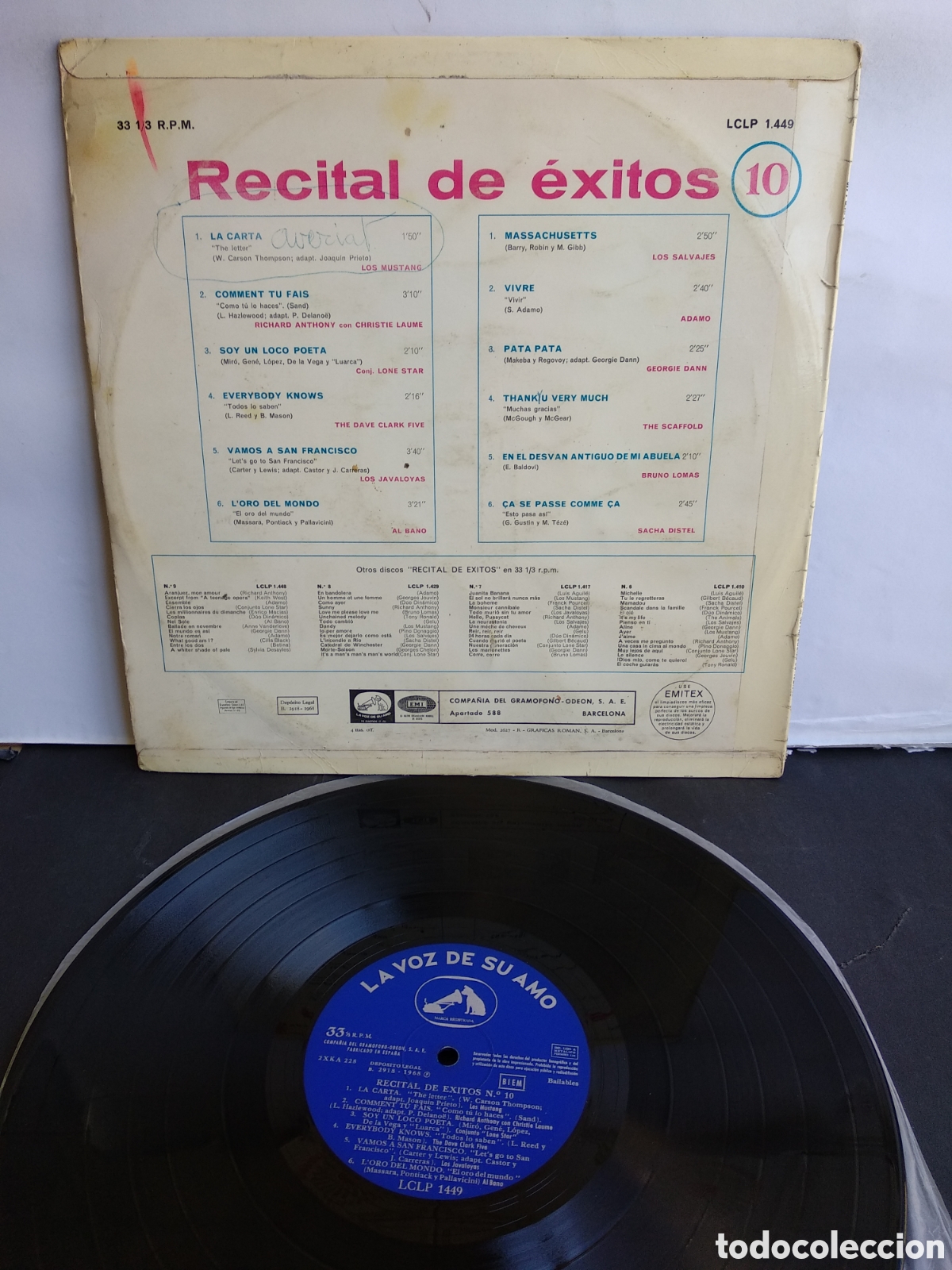 Discos de vinilo: RECITAL DE &Eacute;XITOS 10, SPAIN, EMI, 1968 J.6 - Foto 2