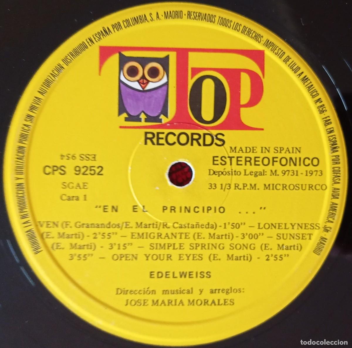 Discos de vinilo: EDELWEISS ** En El Principio... ** VINILO LP ORIGINAL 1973 - Foto 3