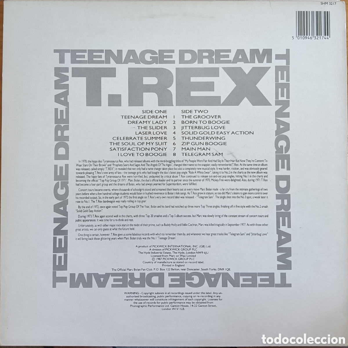 Discos de vinilo: T.Rex - Teenage Dream, 1987 - Foto 2