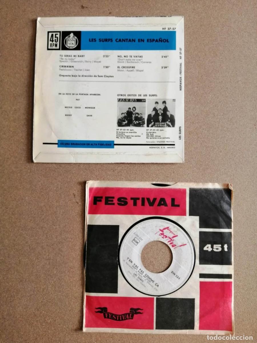 Discos de vinilo: DISCO SINGLE. LES SURFS (TU SERAS MI BABY / SI JAVAIS UN MARTEAU) - Foto 2