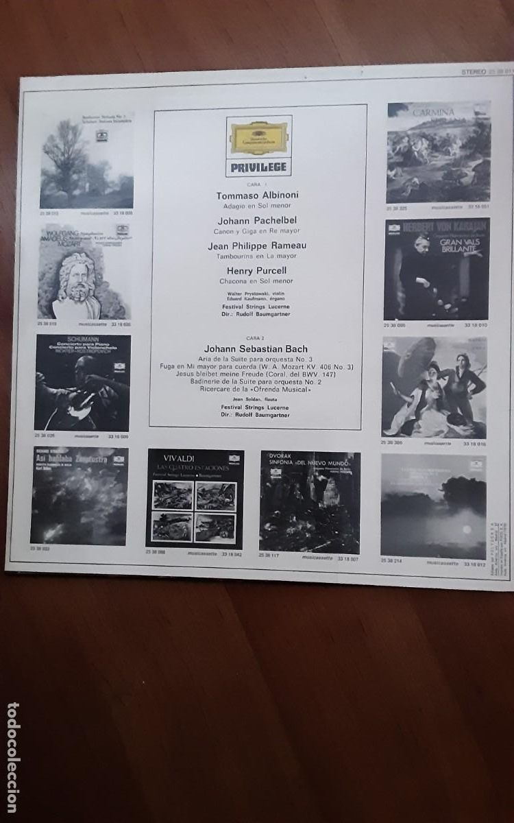Discos de vinilo: ALBINONI ADAGIO- FESTIVAL STRINGS LUCERNE-RUDOLF BAUMGARTNER - Foto 2