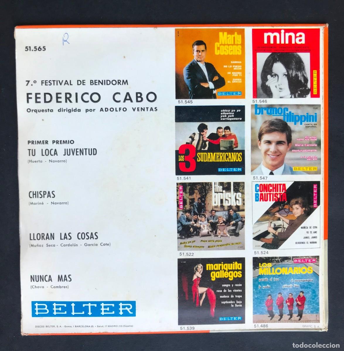 Discos de vinilo: FEDERICO CABO - Chispas - EP 1965 - BELTER - Foto 2