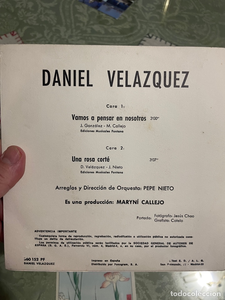 Discos de vinilo: Daniel velazquez: vamos a pensar en nosotros - Foto 2