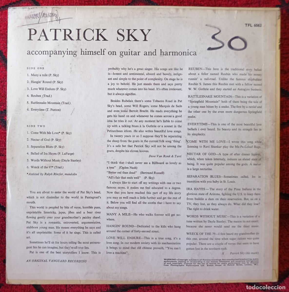 Discos de vinilo: PATRICK SKY ** Patrick Sky ** VINILO ORIGINAL 1965 UK MONO LP - Foto 2