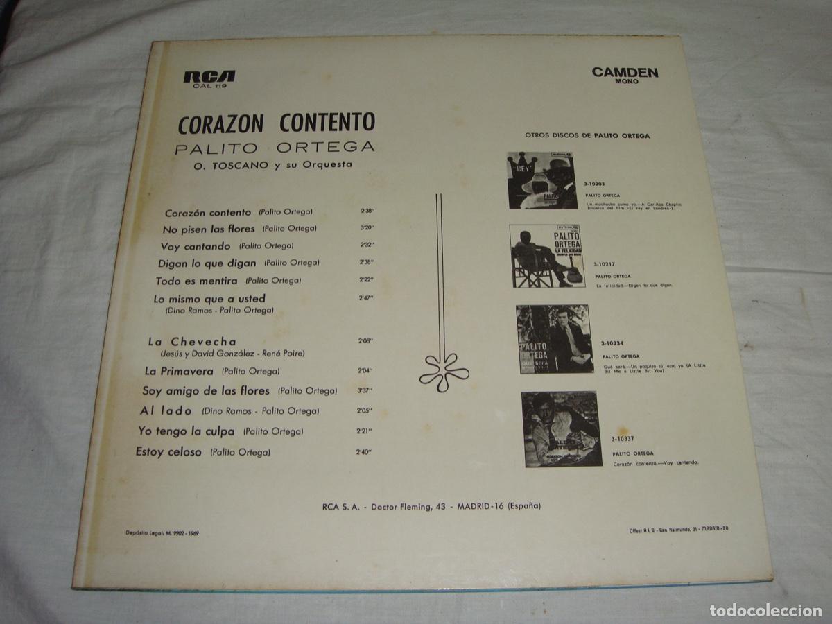 Discos de vinilo: PALITO ORTEGA - CORAZON CONTENTO (LP RCA 1969) - Foto 2