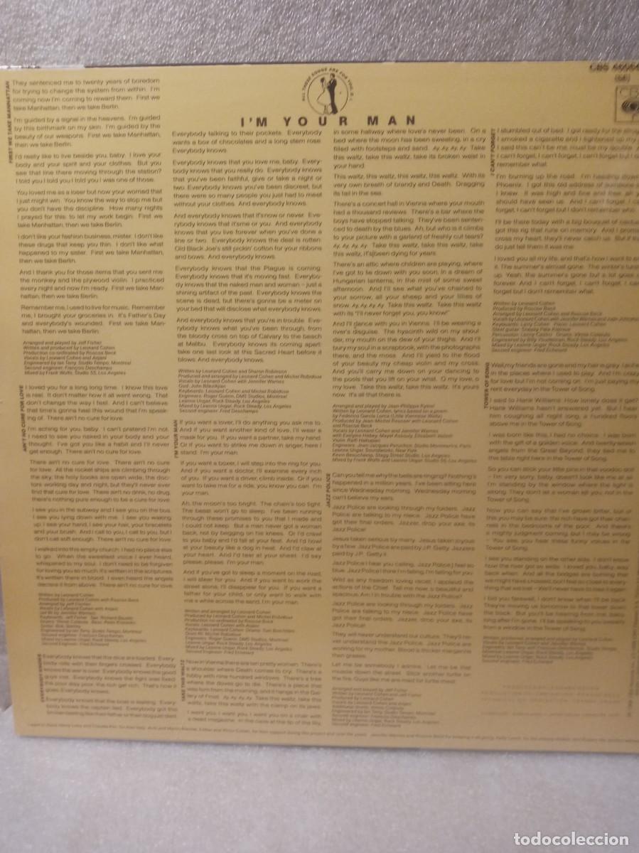 Discos de vinilo: LEONARD COHEN-IM YOUR MAN. - Foto 4