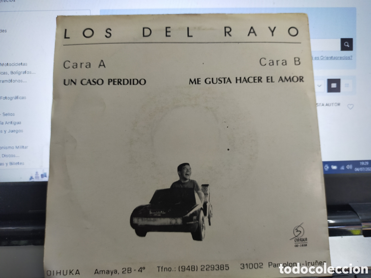 Discos de vinilo: Los del rayo single un caso perdido 1990 - Foto 2