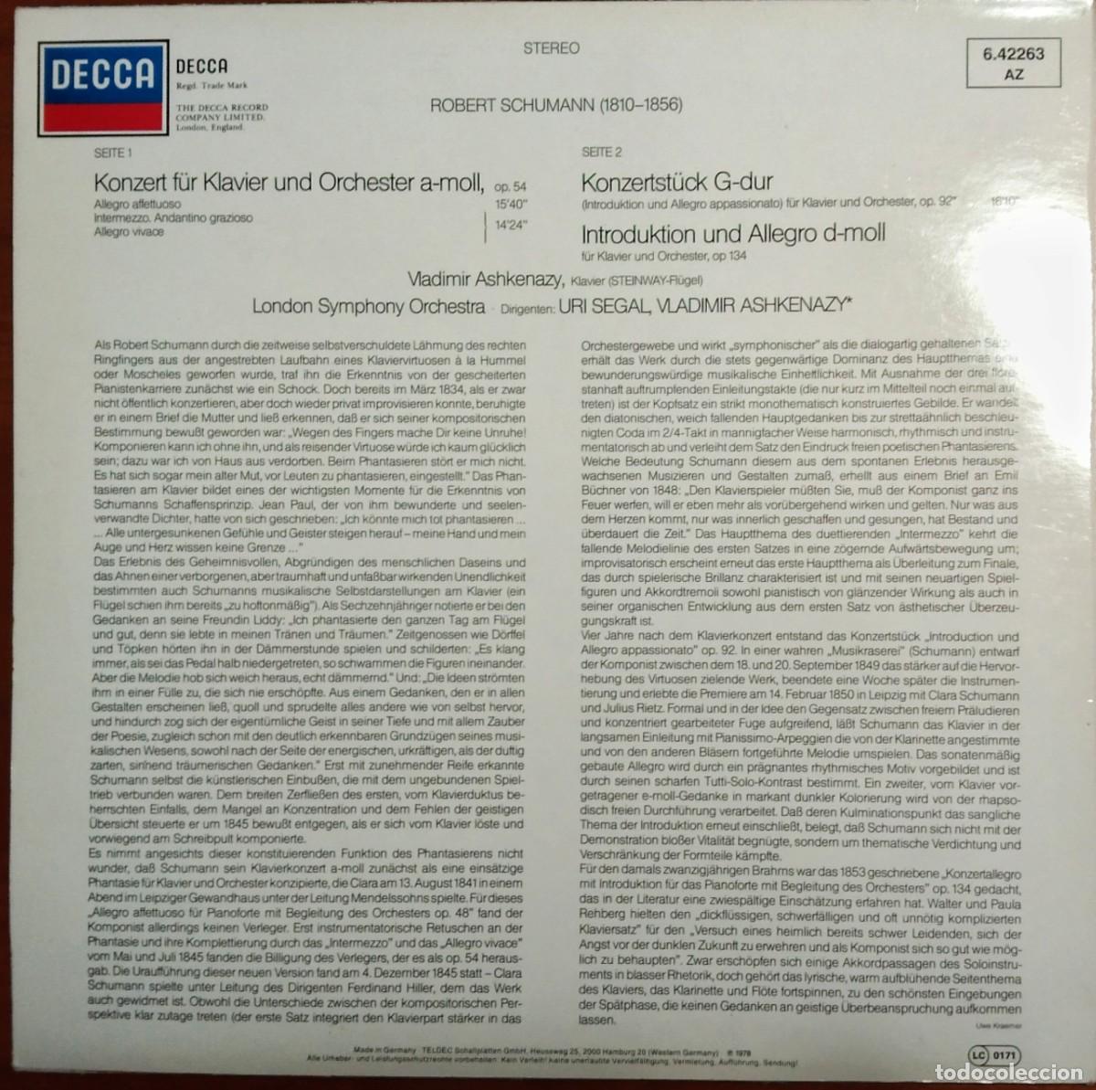 Discos de vinilo: ROBERT SCHUMANN LP - Foto 2
