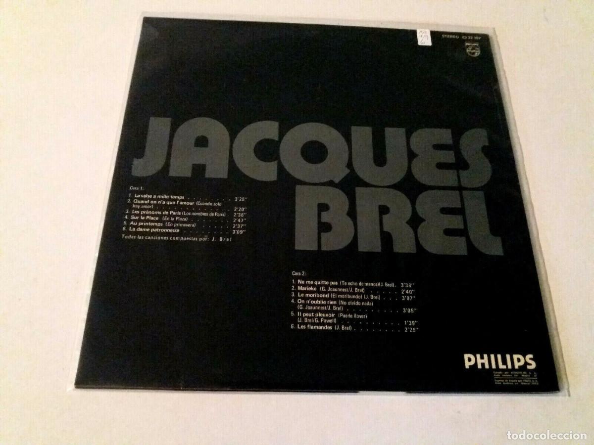 Discos de vinilo: JACQUES BREL &rdquo;DISCO DE ORO&rdquo; LP VINYL 12&rdquo; MBE/VG EX/EX - Foto 2