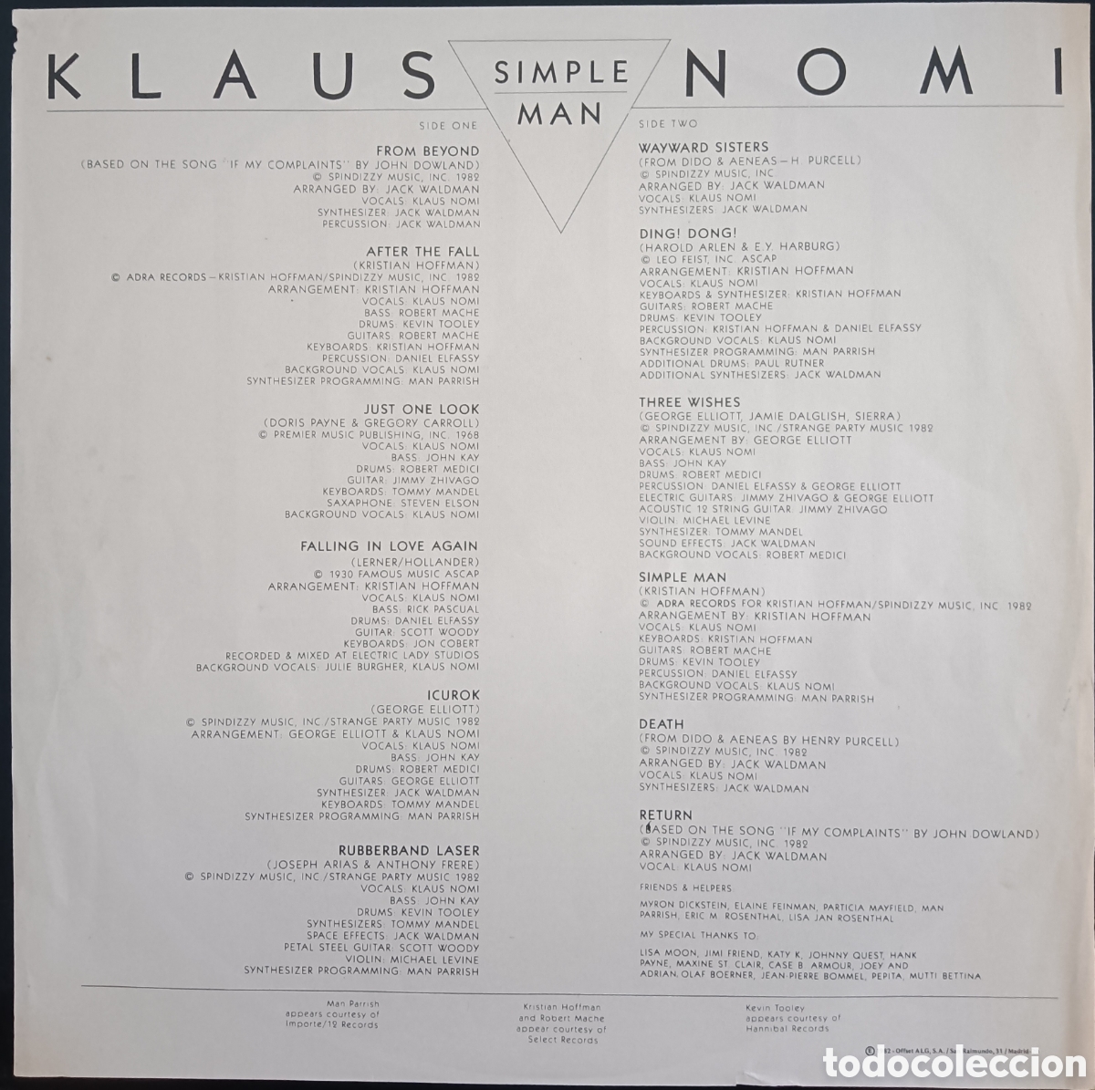 Discos de vinilo: Klaus Nomi - Simple man, 1982 - Foto 3