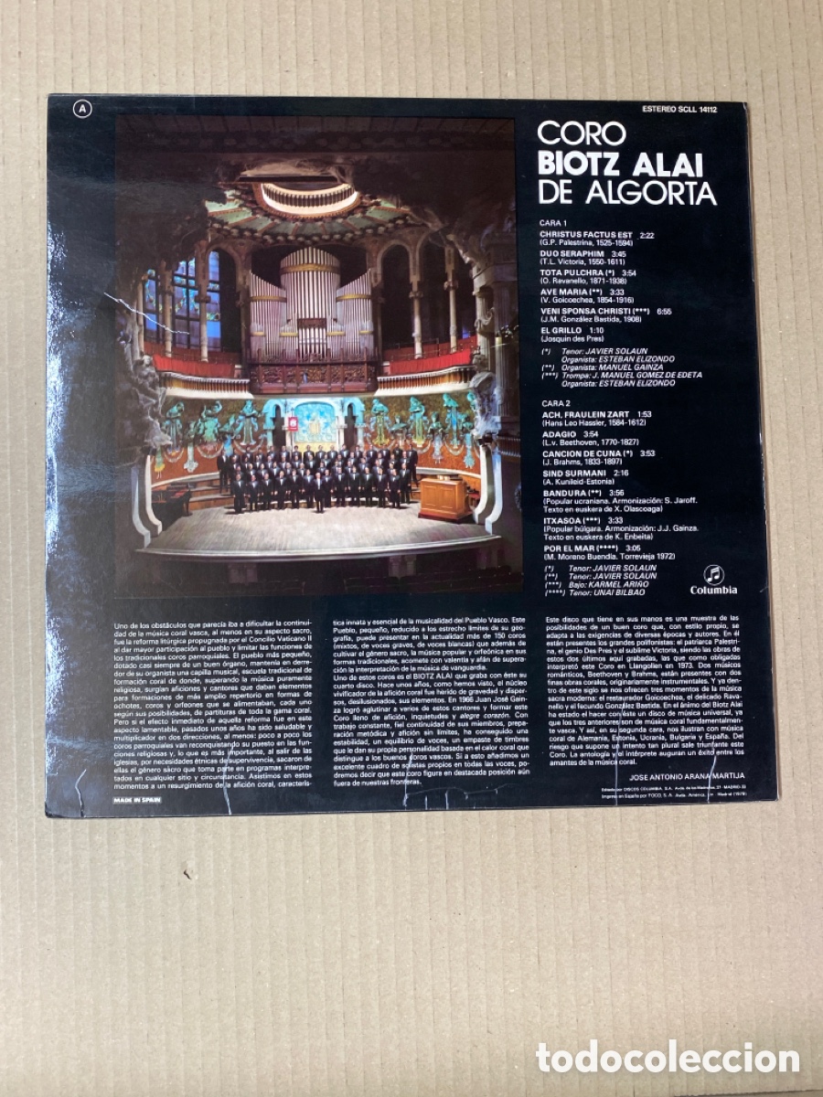 Discos de vinilo: LP CORO BIOTZ ALAI DE ALGORTA. - Foto 2