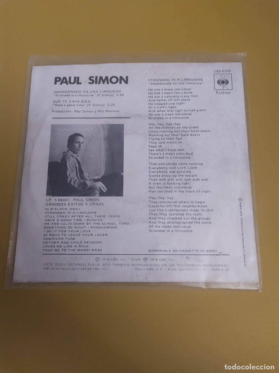 Discos de vinilo: Paul Simon - Stranded in a limousine / Hace a good time 1978 - Foto 2