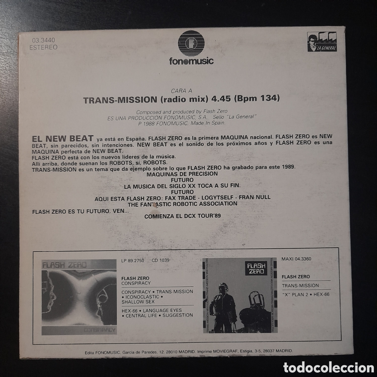 Discos de vinilo: Flash Zero &ndash; Trans-Mission. Vinilo, 7&rdquo;, Single Sided, Promo, 1989 - Foto 2