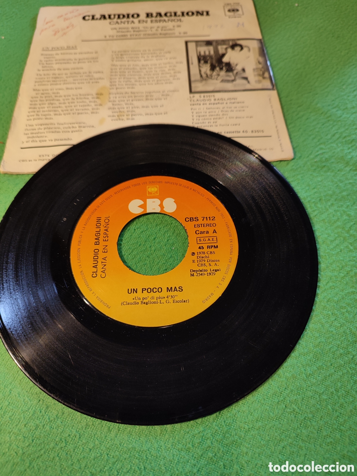 Discos de vinilo: Claudio Baglioni - Un poco m&aacute;s - Foto 2