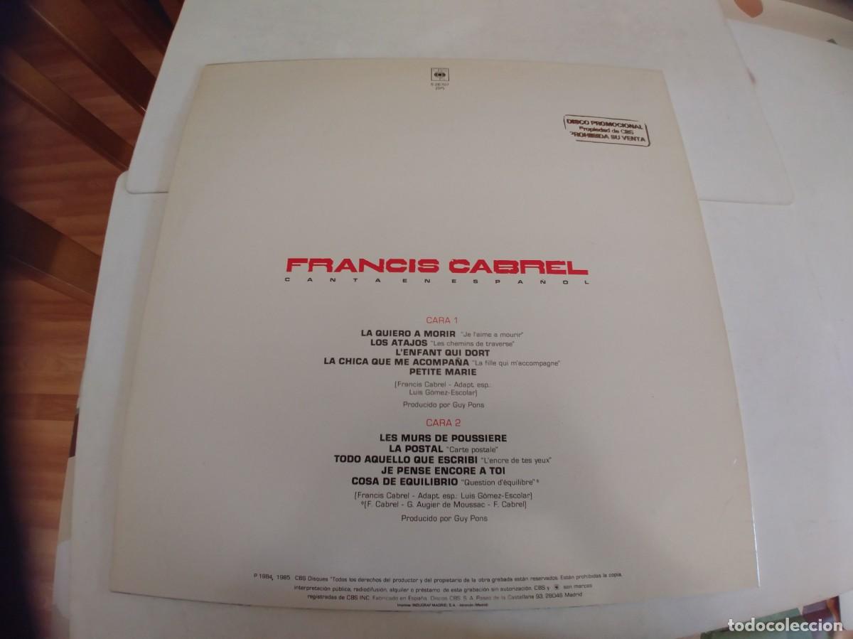 Discos de vinilo: FRANCIS CABREL-LP CANTA EN ESPA&Ntilde;OL-NUEVO - Foto 2