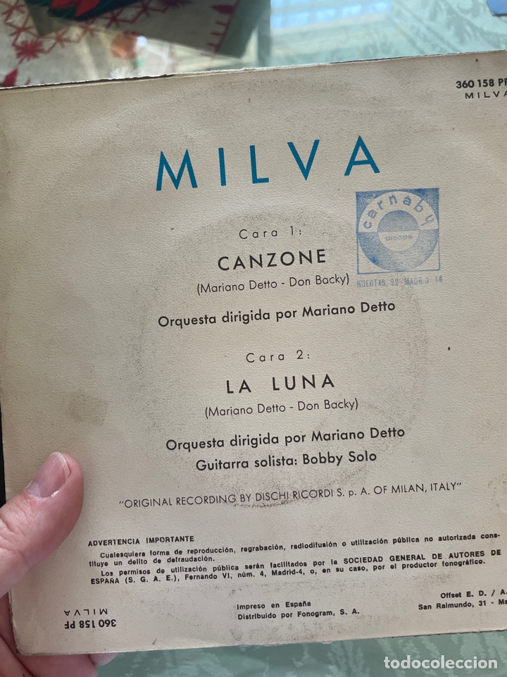 Discos de vinilo: MILVA: LA LUNA, CANZONE - EP DISCO VINILO: - Foto 2