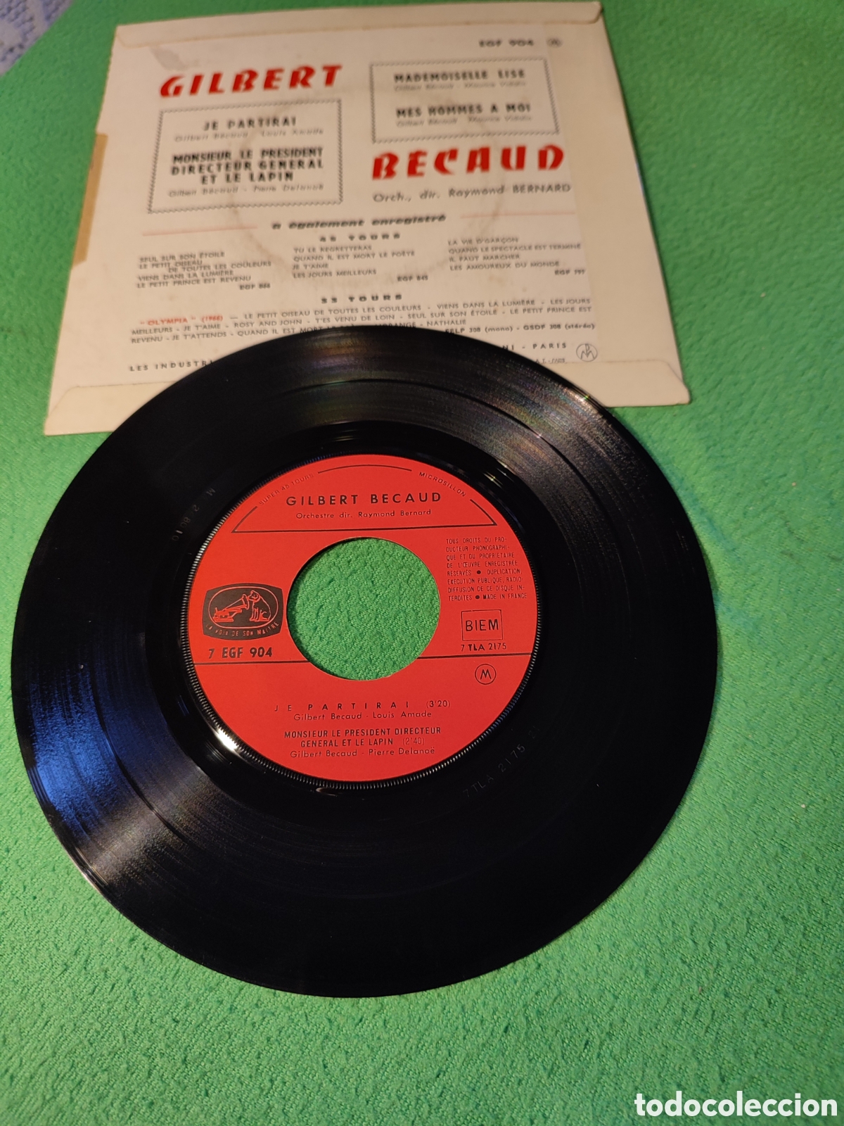 Discos de vinilo: Gilbert Becaud - Je partirai + 3 - Foto 2